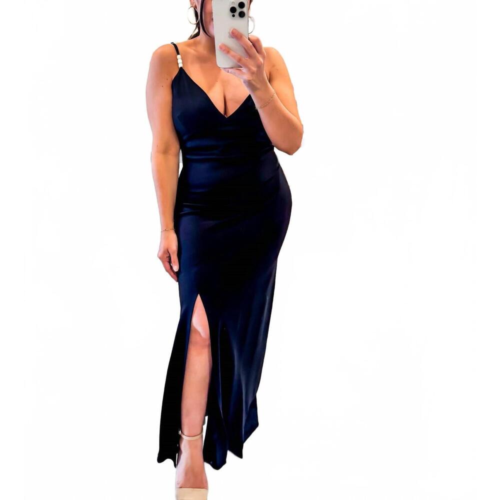 NEW VINTAGE HAVANA women's sundown slip linen maxi dress in black